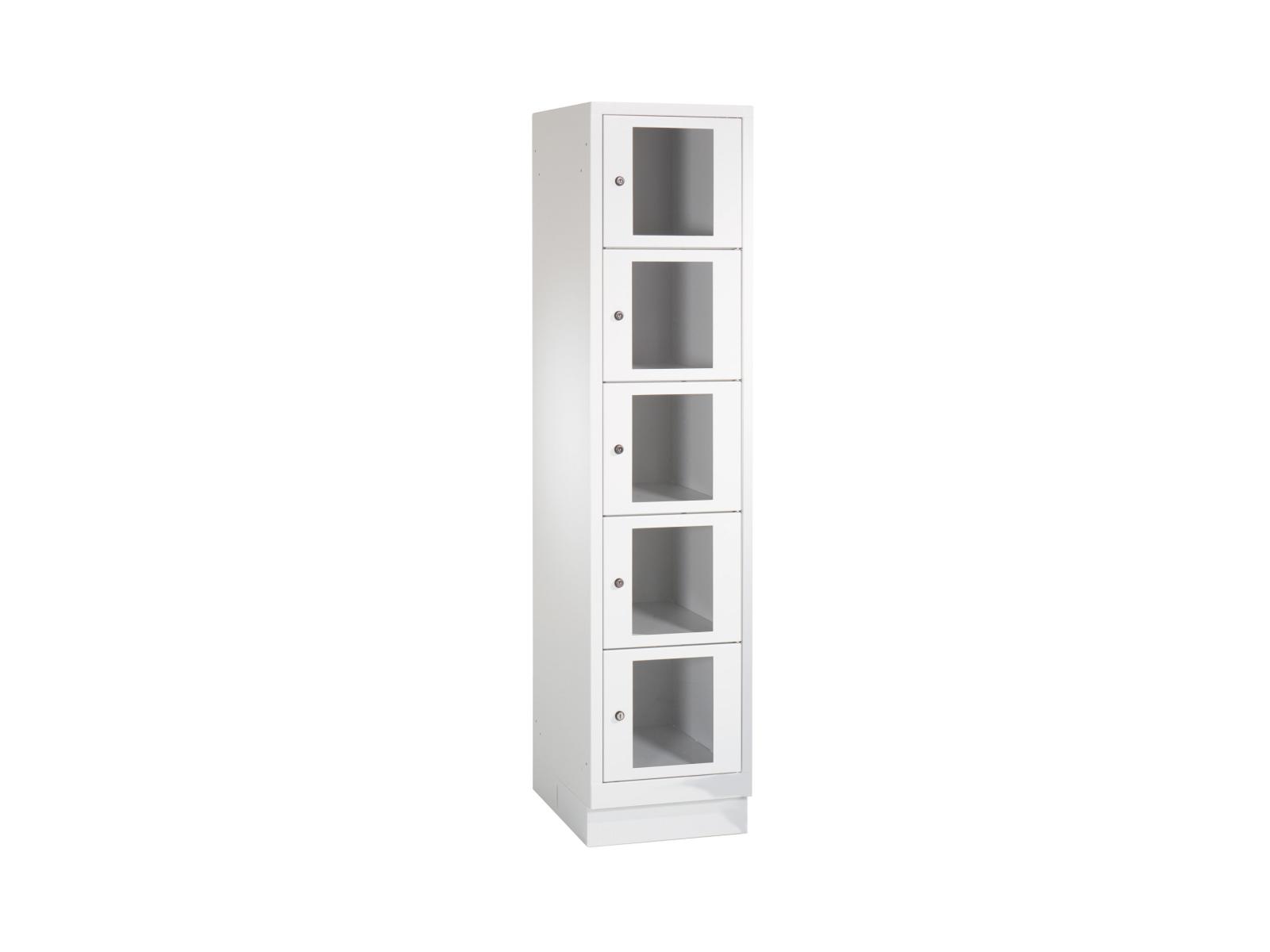 Schließfachschrank S2000 Classic mit Sichtfenster fünf Fächer übereinander - 1 Abteil 300mm Abteilbreite