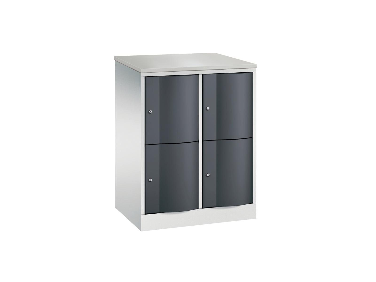Schließfachschrank Resisto halbhoch mit robusten 1,5mm dicken Türen 2 Fächer übereinander - 2 Abteile 540mm tief