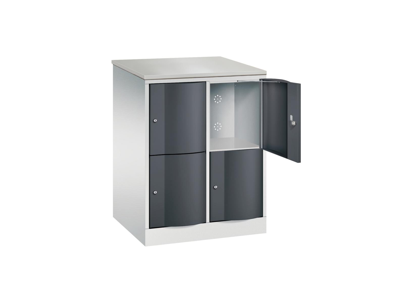 Schließfachschrank Resisto halbhoch mit robusten 1,5mm dicken Türen 2 Fächer übereinander - 2 Abteile 640mm tief