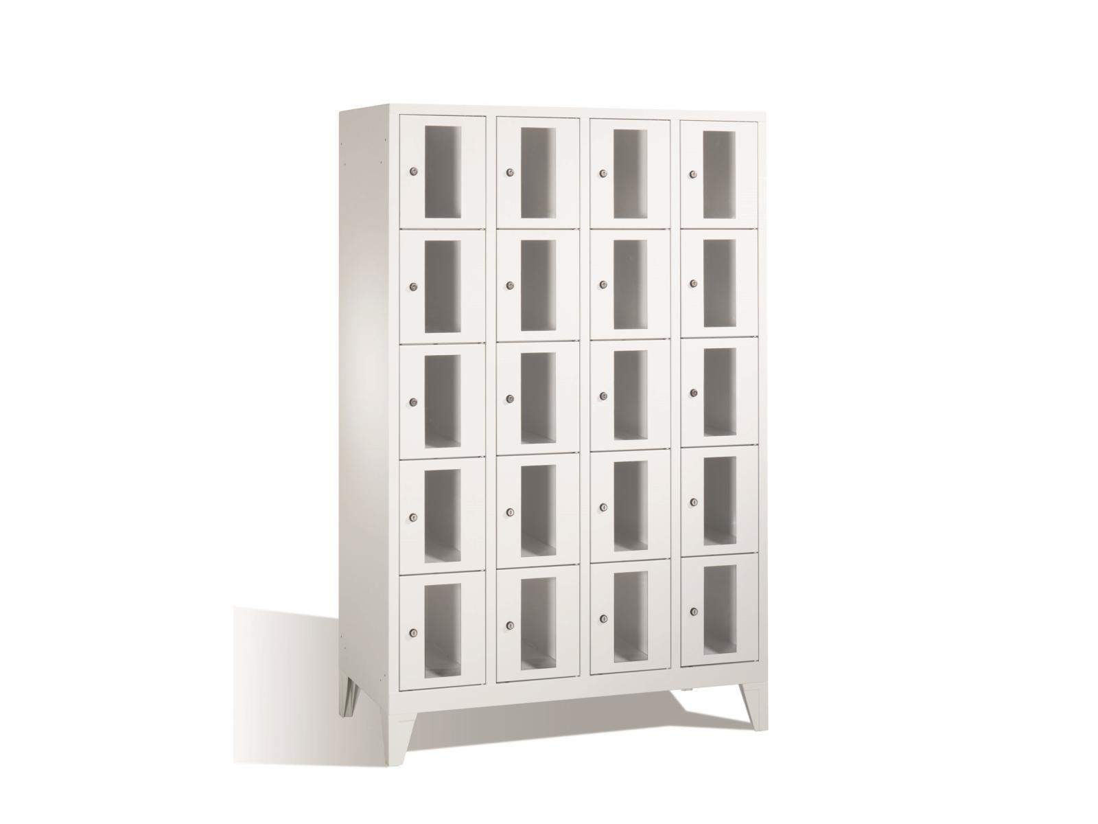 Schließfachschrank F2000 Classic mit Sichtfenster fünf Fächer übereinander - 4 Abteile 300mm Abteilbreite