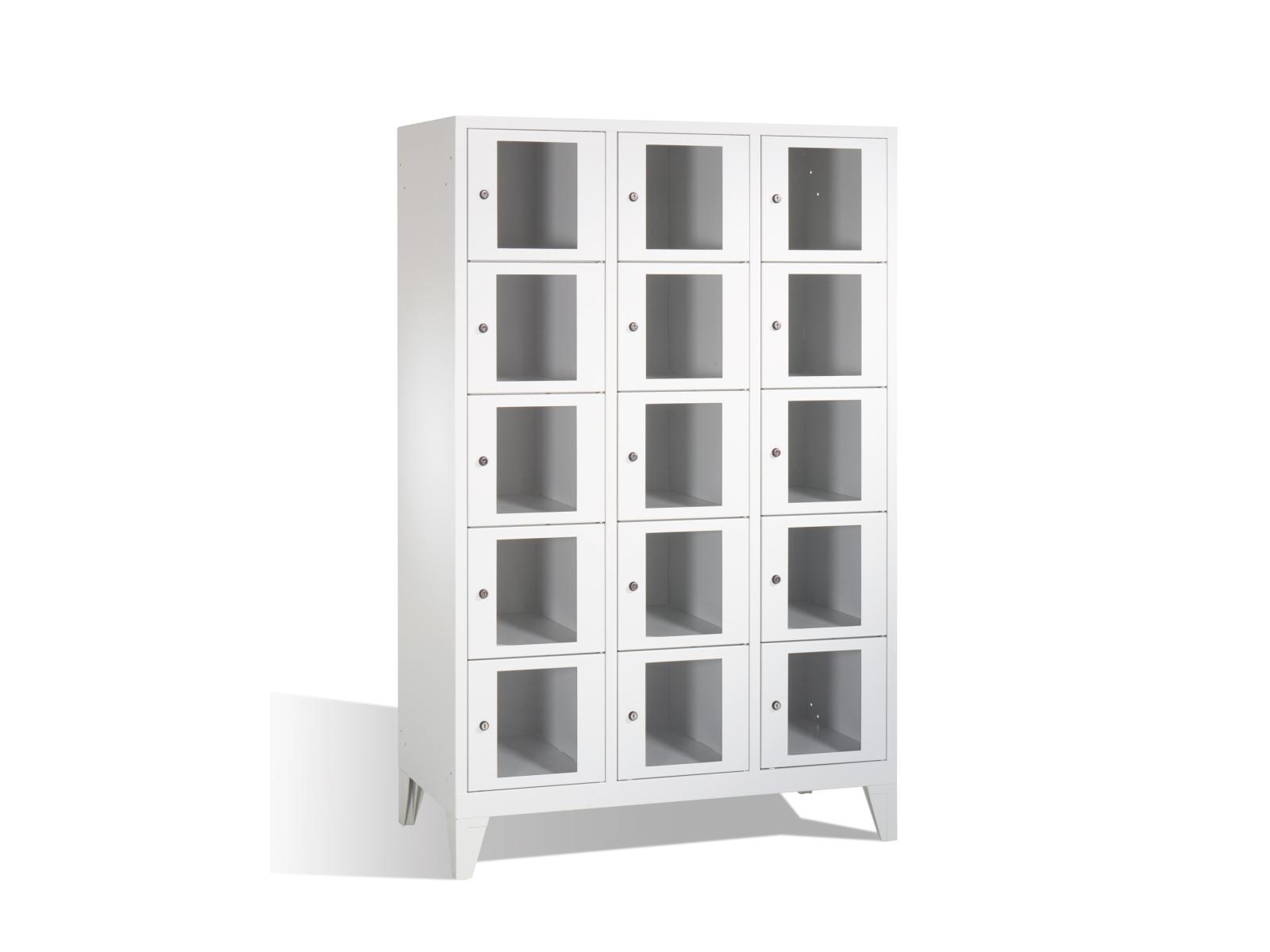 Schließfachschrank F2000 Classic mit Sichtfenster fünf Fächer übereinander - 3 Abteile 300mm Abteilbreite