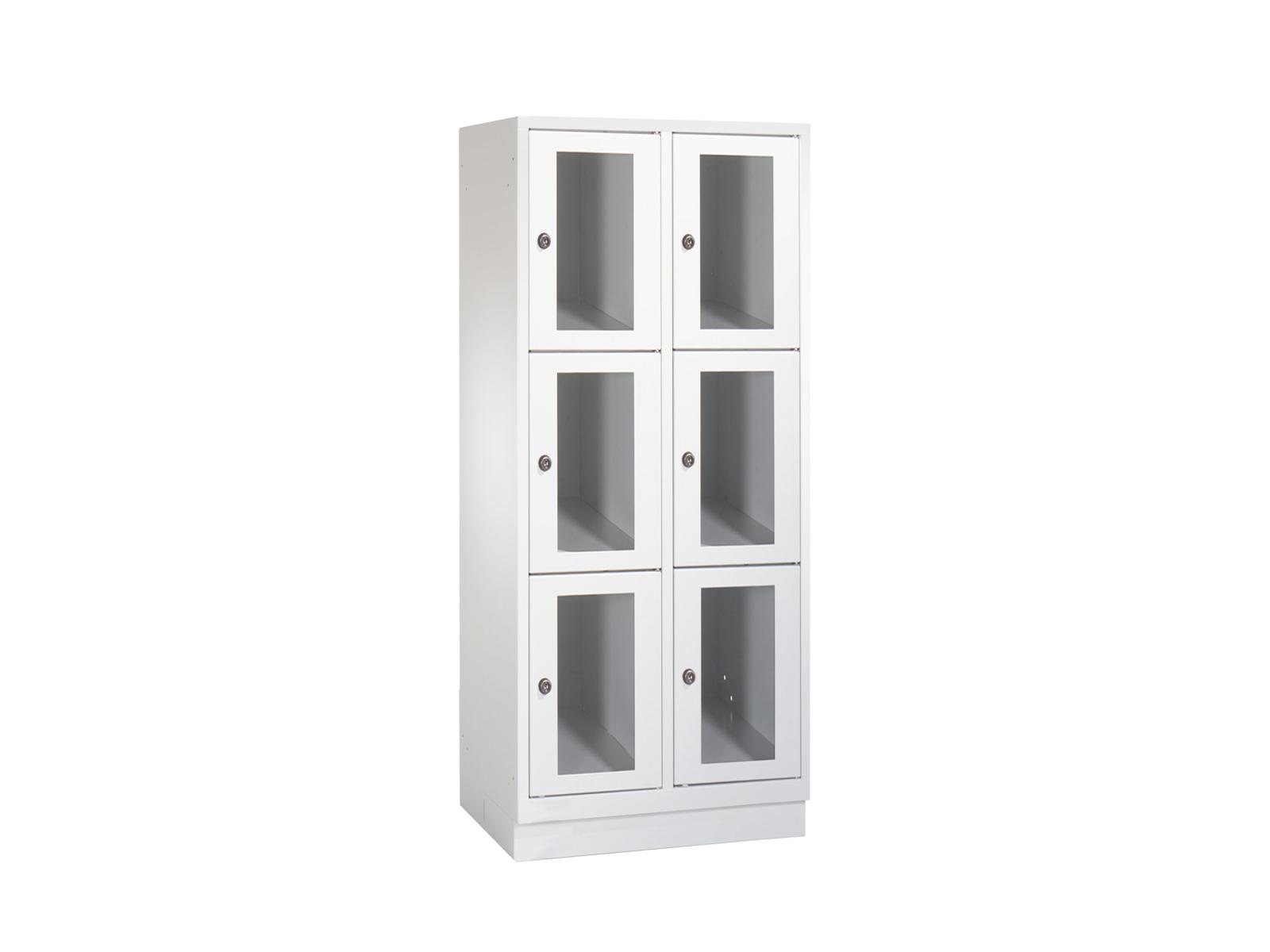 Schließfachschrank S2000 Classic mit Sichtfenster drei Fächer übereinander - 2 Abteile 300mm Abteilbreite