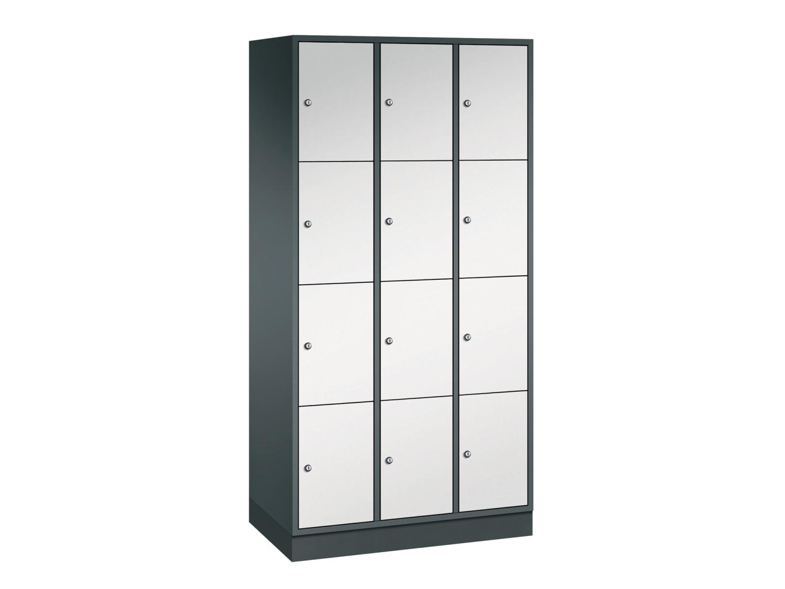 Schließfachschrank Intro mit doppelwandigen Türen 4 Fächer übereinander - 3 Abteile 300mm Abteilbreite