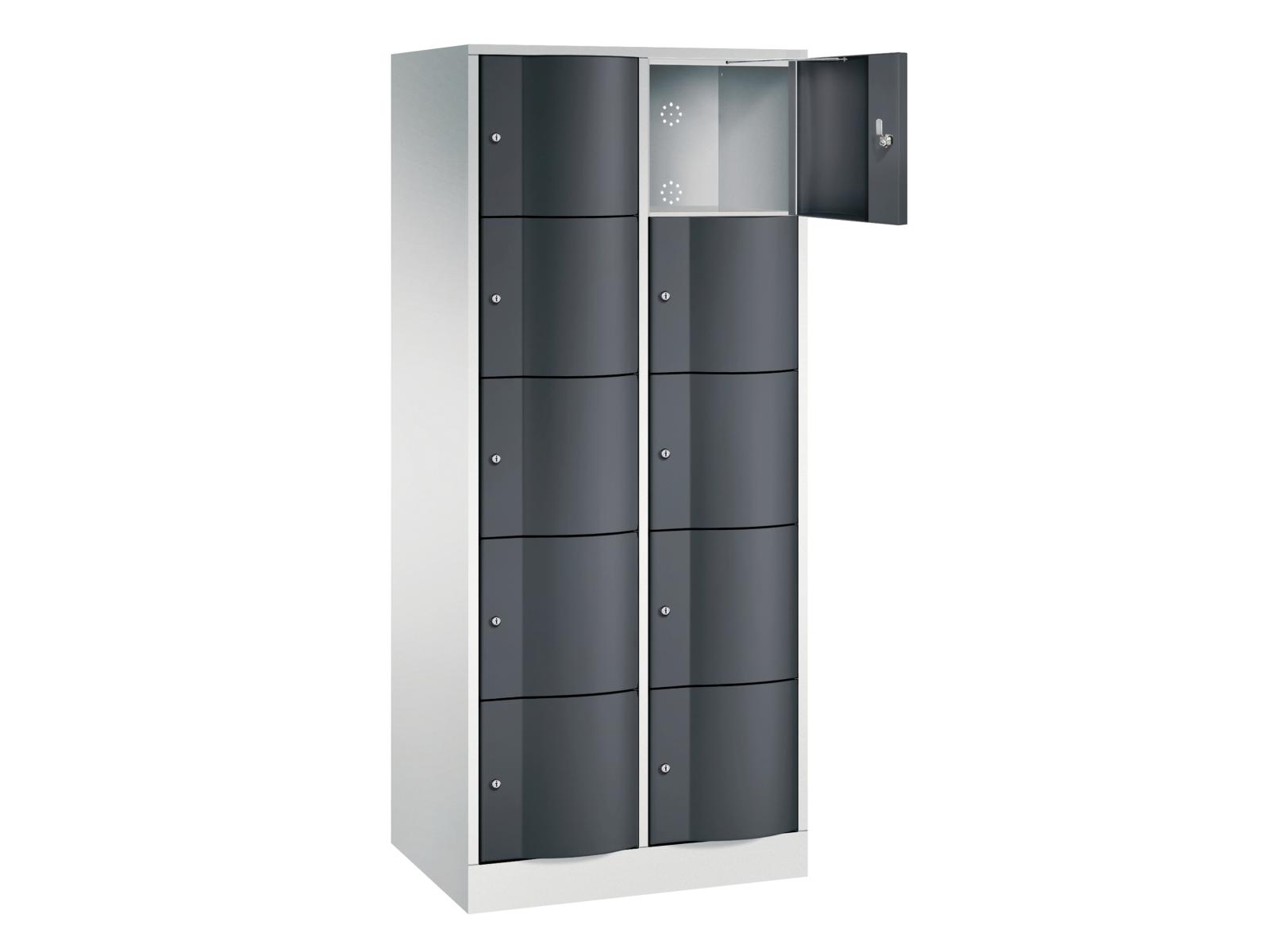 Schließfachschrank Resisto mit robusten 1,5mm dicken Türen 5 Fächer übereinander - 2 Abteile 540mm tief