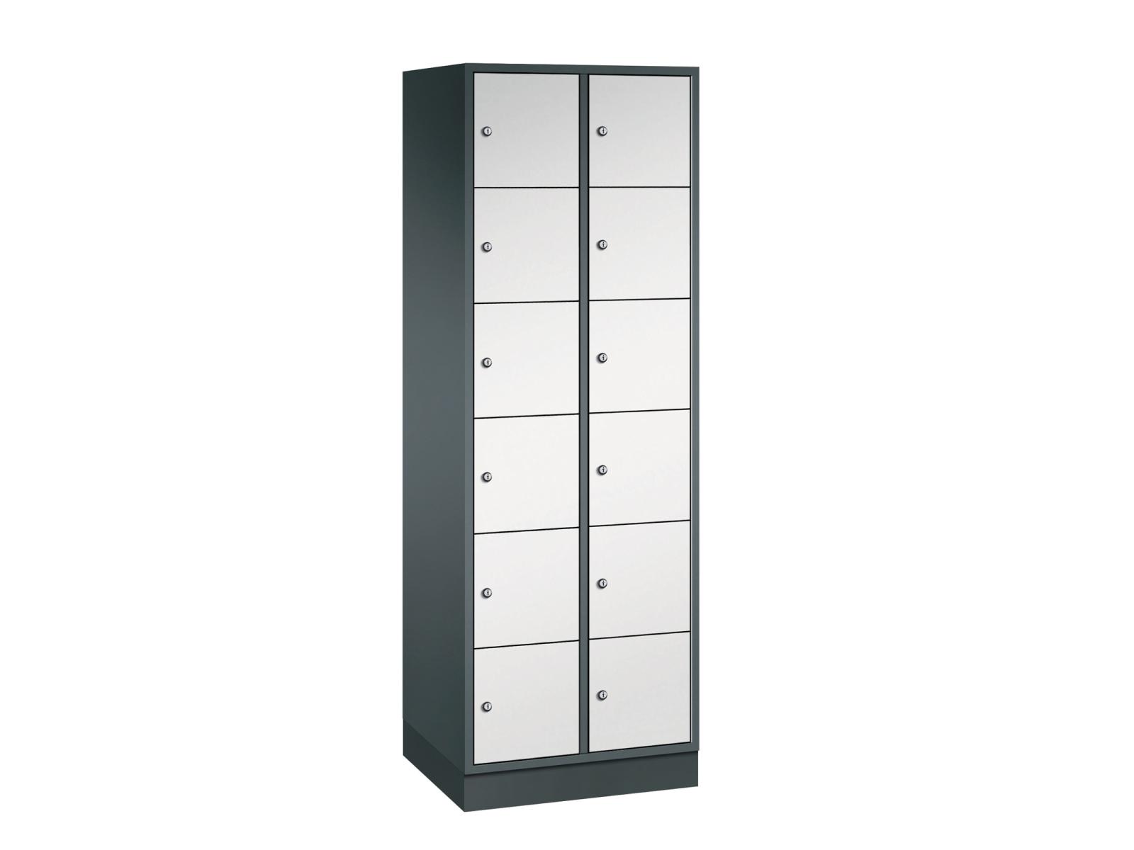 Schließfachschrank Intro mit doppelwandigen Türen 6 Fächer übereinander - 2 Abteile 300mm Abteilbreite