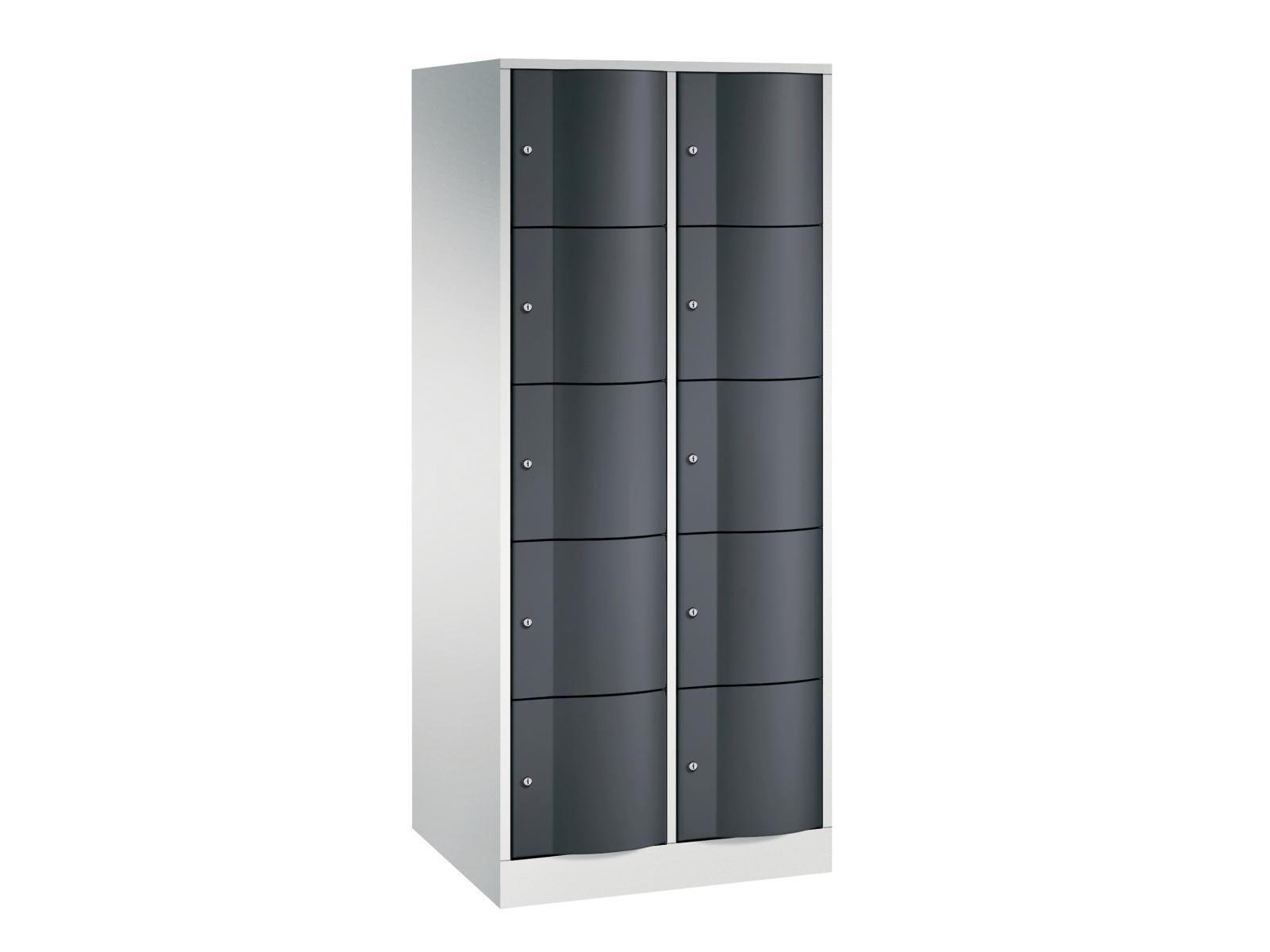 Schließfachschrank Resisto mit robusten 1,5mm dicken Türen 5 Fächer übereinander - 2 Abteile 640mm tief