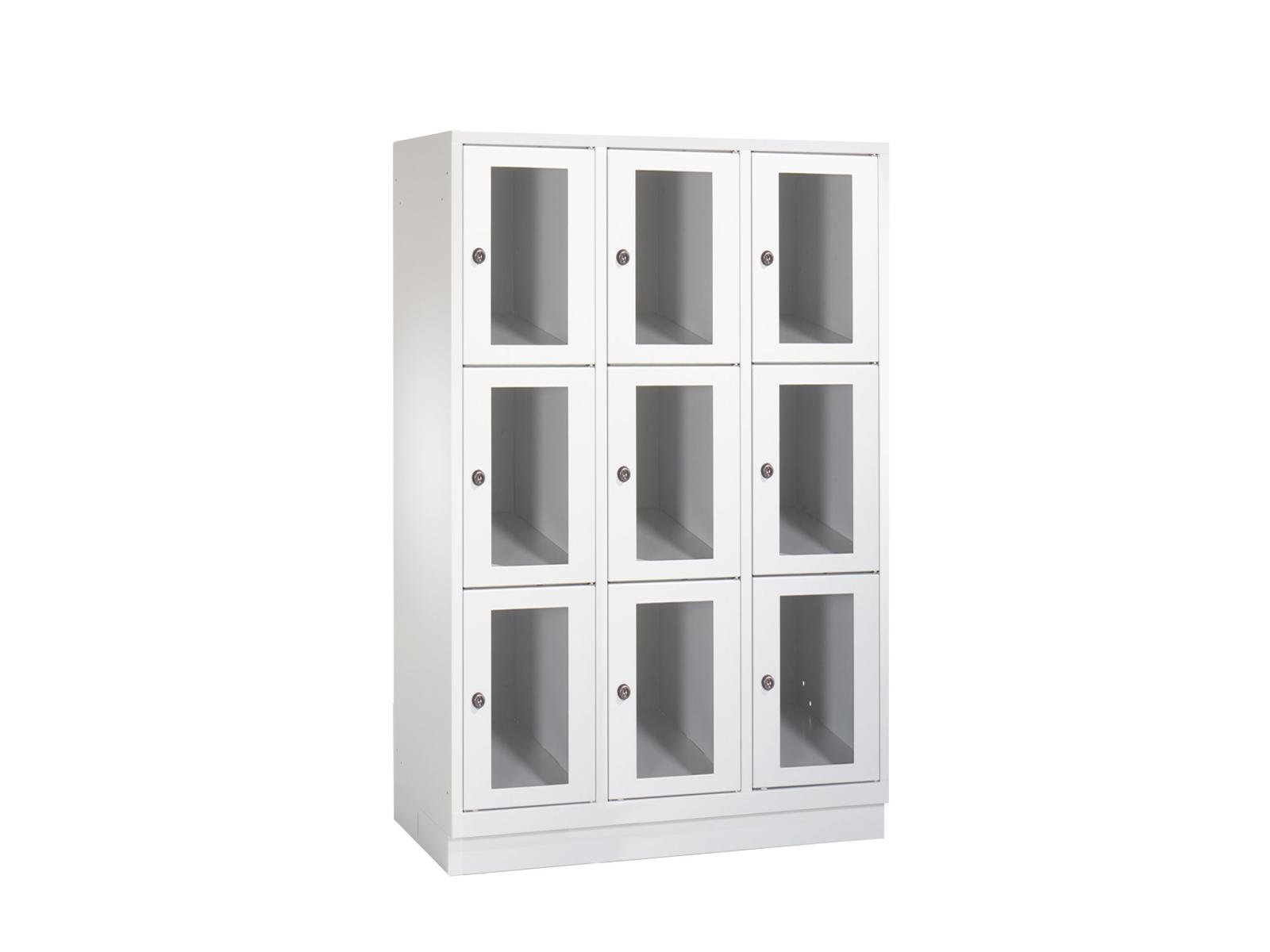 Schließfachschrank S2000 Classic mit Sichtfenster drei Fächer übereinander - 3 Abteile 400mm Abteilbreite
