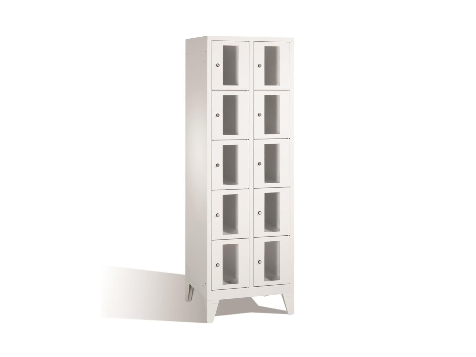 Schließfachschrank F2000 Classic mit Sichtfenster fünf Fächer übereinander - 2 Abteile 400mm Abteilbreite