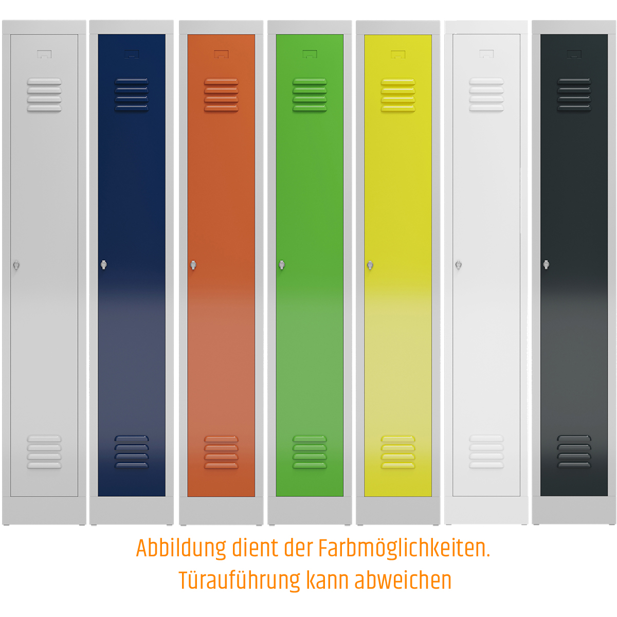 Spindschrank Serie Spindmax® Spind nach Arbeitsstättenrichtlinien mit Sitzbankuntergestell - für 2 Personen 4x300mm Abteilbreite