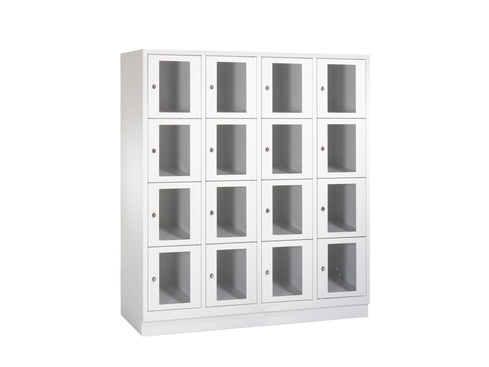Schließfachschrank S2000 Classic mit Sichtfenster vier Fächer übereinander - 4 Abteile 300mm Abteilbreite