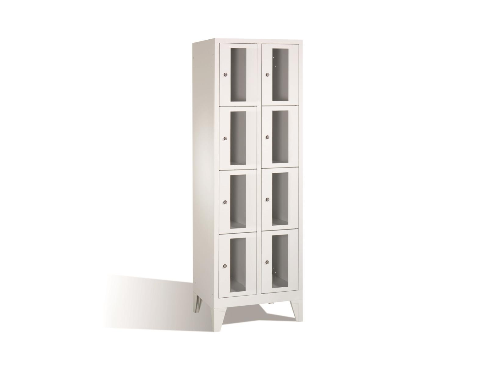 Schließfachschrank F2000 Classic mit Sichtfenster vier Fächer übereinander - 2 Abteile 300mm Abteilbreite