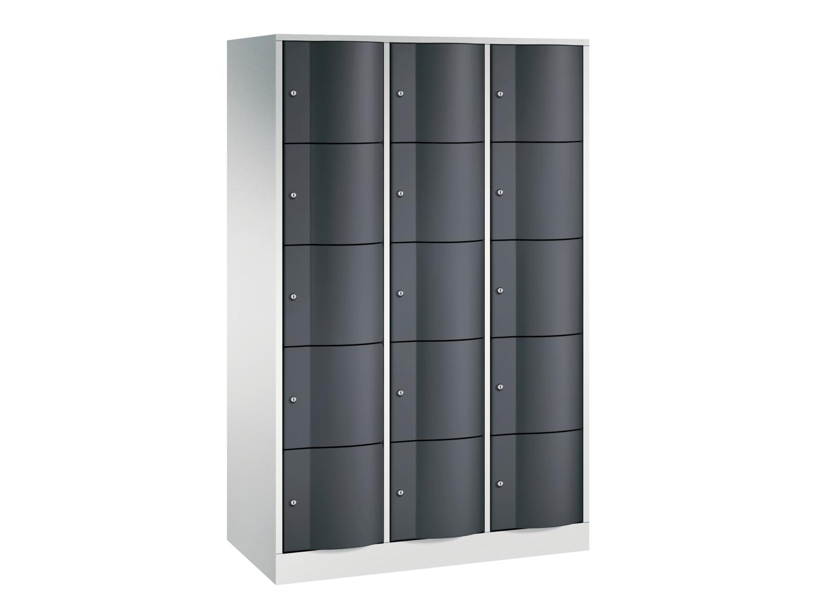 Schließfachschrank Resisto mit robusten 1,5mm dicken Türen 5 Fächer übereinander - 3 Abteile 540mm tief