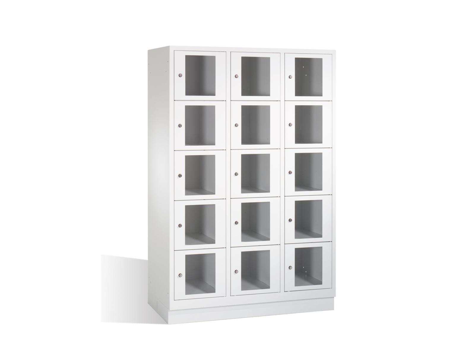 Schließfachschrank S2000 Classic mit Sichtfenster fünf Fächer übereinander - 3 Abteile 300mm Abteilbreite