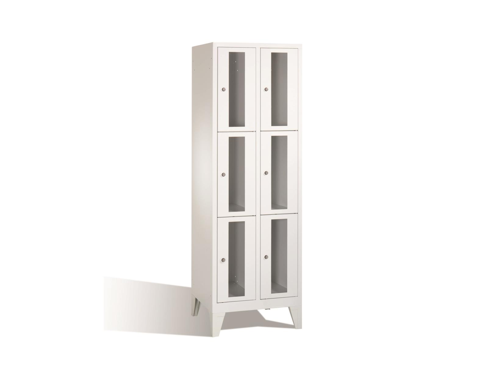 Schließfachschrank F2000 Classic mit Sichtfenster drei Fächer übereinander - 2 Abteile 400mm Abteilbreite