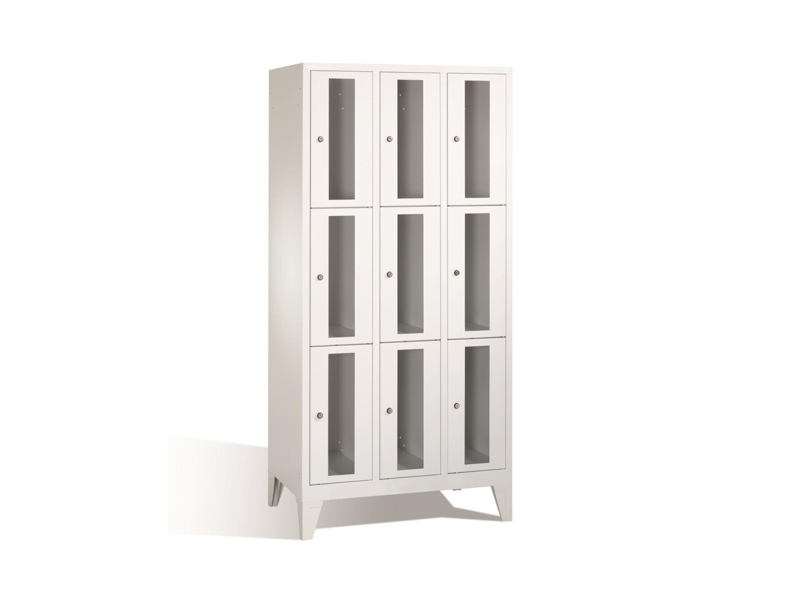 Schließfachschrank F2000 Classic mit Sichtfenster drei Fächer übereinander - 3 Abteile 400mm Abteilbreite