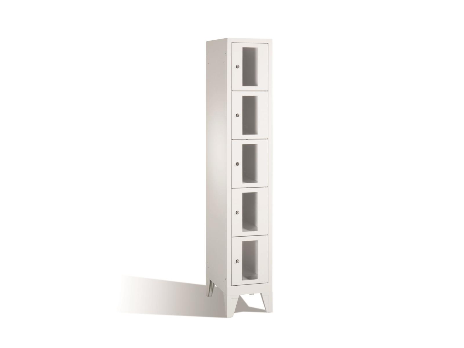 Schließfachschrank F2000 Classic mit Sichtfenster fünf Fächer übereinander - 1 Abteil 400mm Abteilbreite