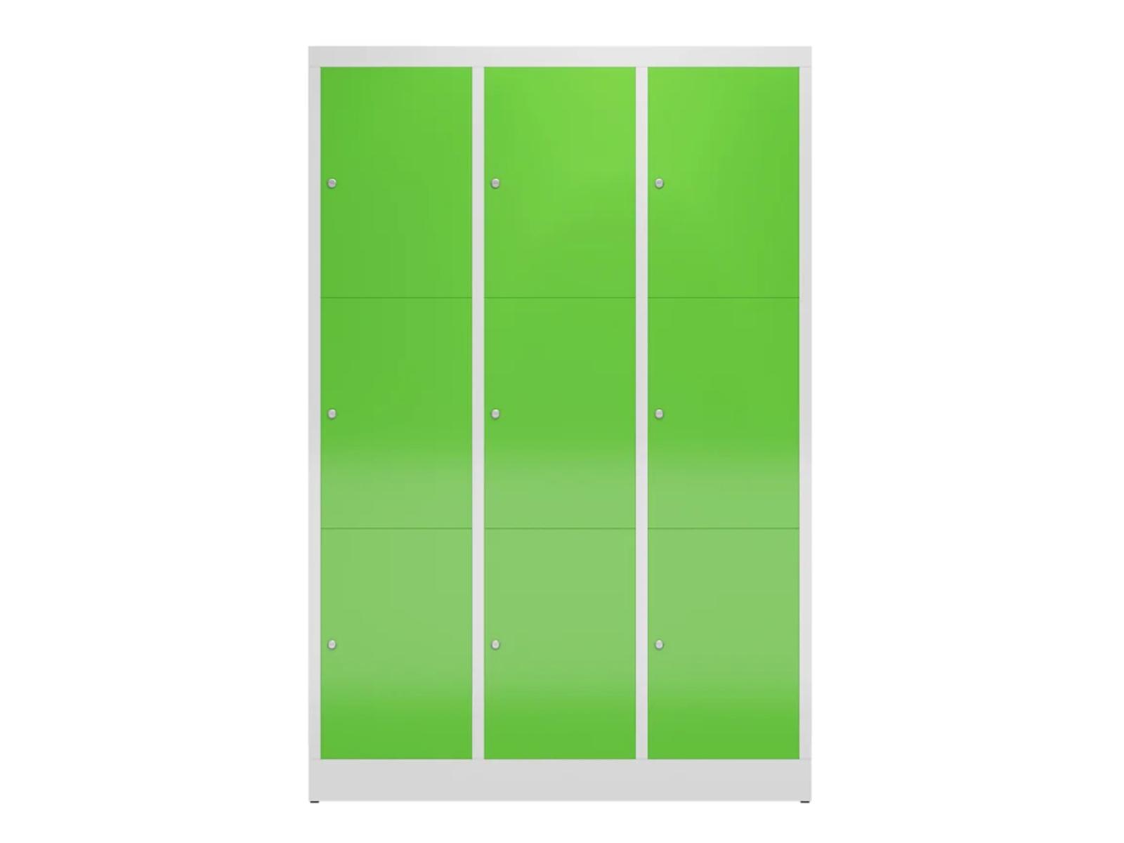 Schließfachschrank für Schulen - 9 Fächer / 3 Abteile 400mm Abteilbreite